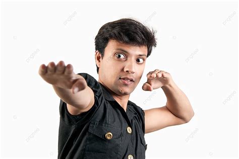 Angry Indian Man In Attacking Position Mouth Anger Crazy Photo