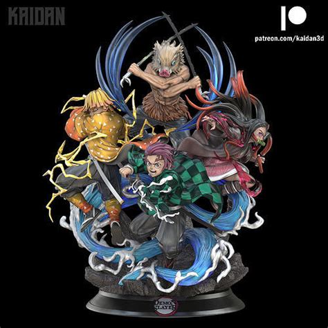 Tanjiro X Nezuko X Inosuke X Zenitsu Demon Slayer Stl 3d Model 3d