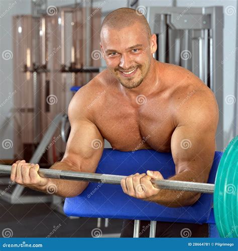 Strong Man With Naked Torso Exercising With Barbell Stock Image Image Of Barbell Action