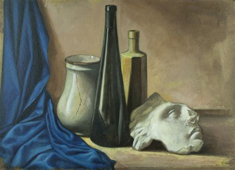 CARLO FUSCA Bari 1952 Natura Morta Con Panno Blu Olio Su Faesite