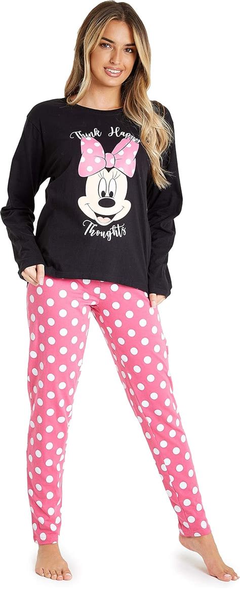 Disney Schlafanzug Damen Lang Minnie Mouse Pyjama Damen Und Teenager