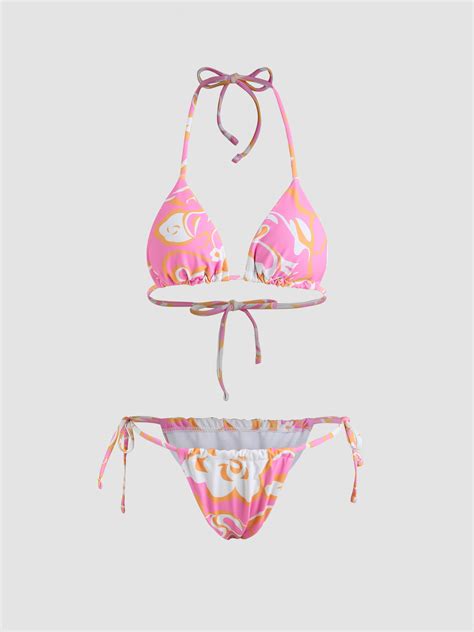 Pink Floral Lady Bikini Set Cider