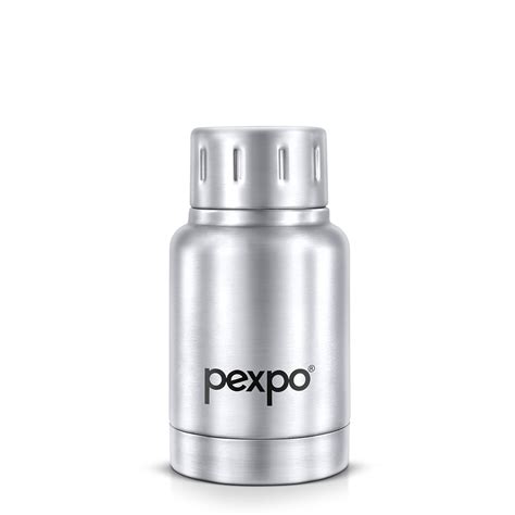 Pexpo Cameo Vacuum Insulated 160ml Stainless Steel Water Bottle Silver Hot Cold Upto 4 5