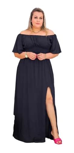 Vestido Feminino Longo Plus Size Manga Curta Frete Gr Tis Escorrega O