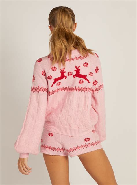 Fairisle Pearl Knitted Jumper Pink Mix Boux Avenue Uk