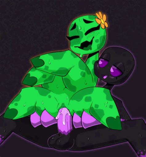 Rule 34 Black Skin Creeper Enderman Green Skin Minecraft Monster Penis Purple Purple Eyes