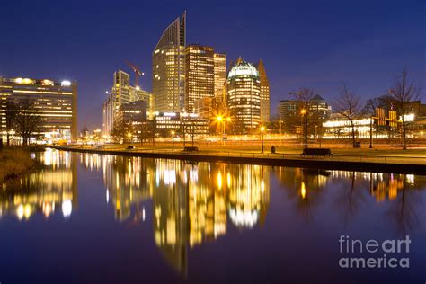 City of The Hague in The Netherlands at night Photograph by Sara Winter