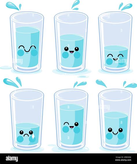 Cartoon Glasses Of Water Vector Illustration Set Stock Vector Image And Art Alamy