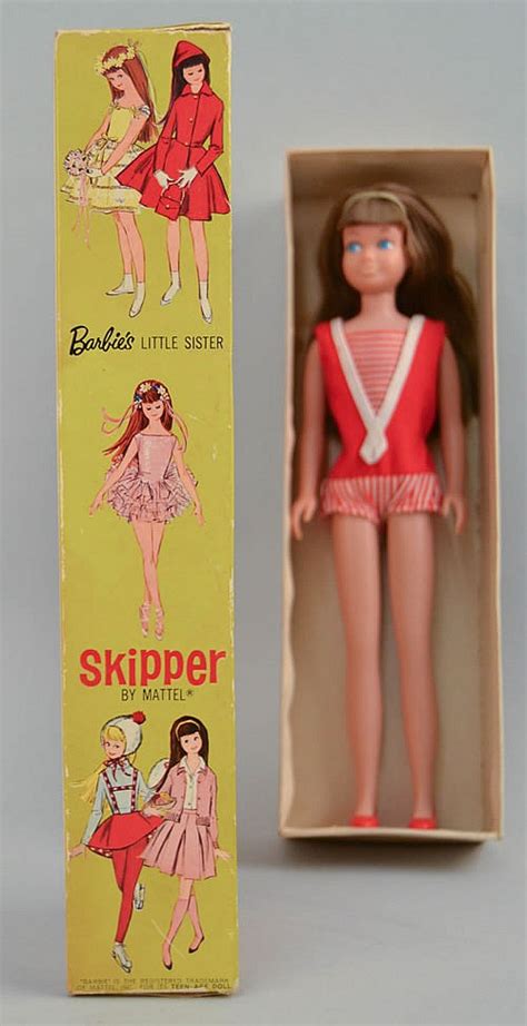 Sold Price Mattel Brunette Skipper Doll With Swimsuit Shoes In A Period Red Head Skiiper