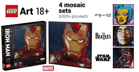 LEGO 18+ Art Mosaics - 31197 Marilyn Monroe - 31198 Beatles - 31199 ...