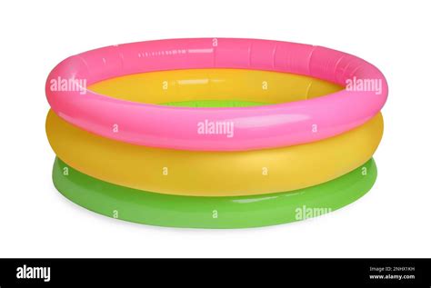 Colorful inflatable rubber pool isolated on white Stock Photo - Alamy