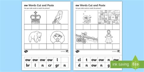 Ow Cut And Stick Worksheet Teacher Made Twinkl