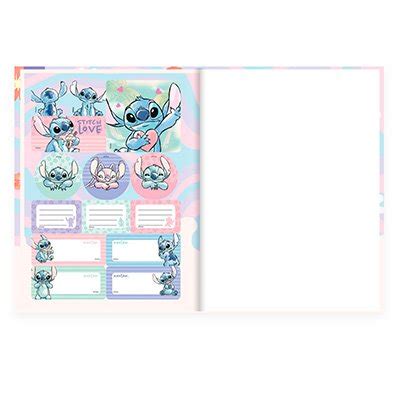 Caderno Universit Rio Capa Dura Costurado Folhas Disney Stitch