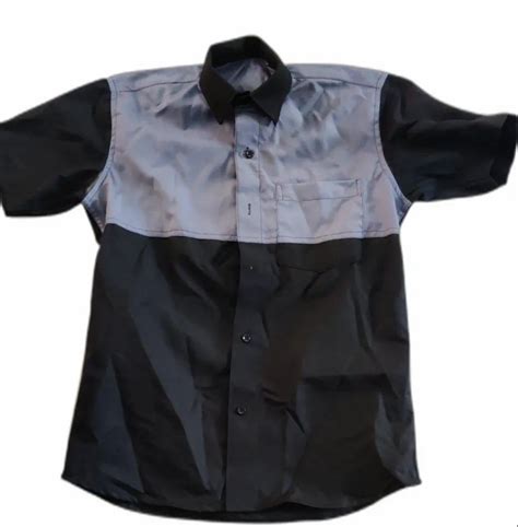 Black And Blue Men Technician Uniform Shirt For Office Size Medium