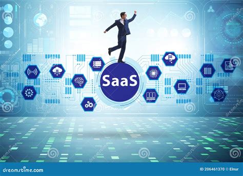 Software As A Service Saas Concept With Businessman Stock