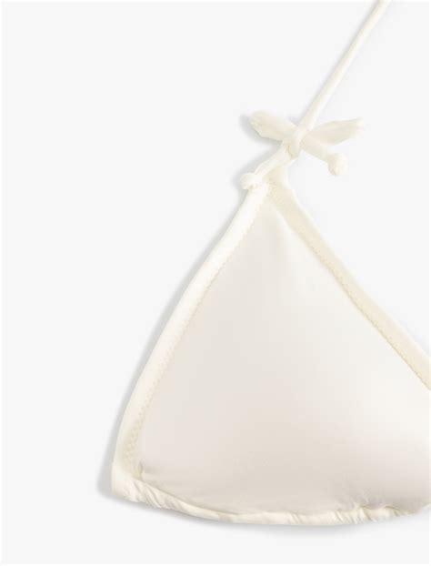 Ekru Kadın Koton X Sibil Çetinkaya Üçgen İpli Bikini Üstü Fiyonk Detaylı 4SAK10192MM Koton