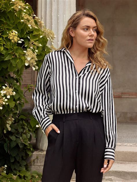 The Amalfi Stripe Silk Shirt Black White Pinstripes Xl