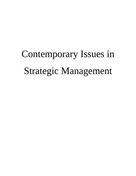 Contemporary Issues In Strategic Management Desklib