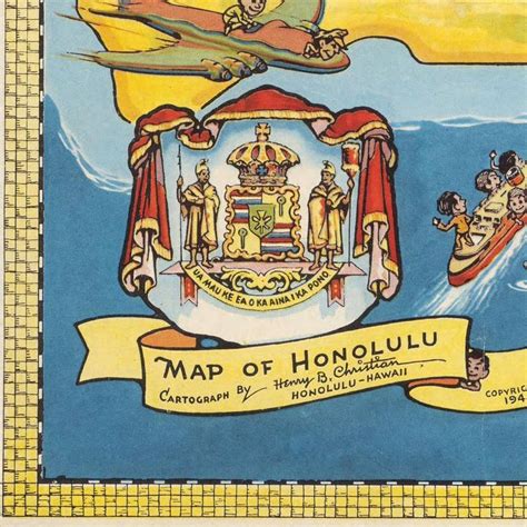 Old Map Of Honolulu Hawaii Th Century Map Pictorial Map Fine