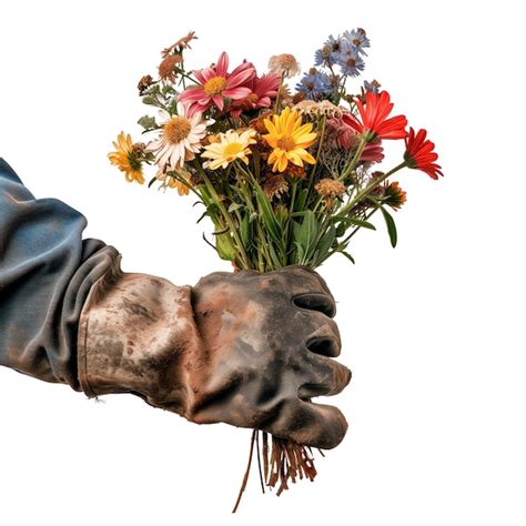 Premium Photo A Man Holding A Bouquet Of Flowers On A White Or