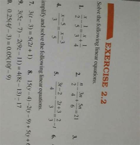 Exercise 22 Solve The Following Linear Equations 1 2x −51 3x 41 2