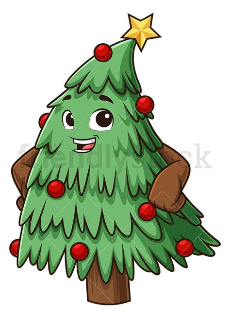 Happy Christmas Tree Cartoon Clipart Vector - FriendlyStock