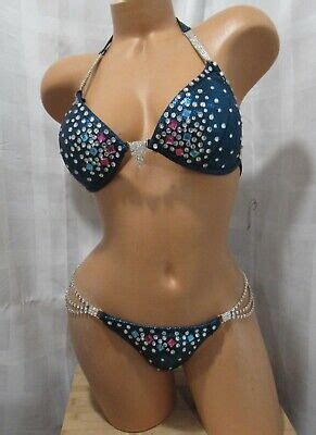 Npc Competition Bikini Posing Suit Teal Hologram Brand New Never Worn