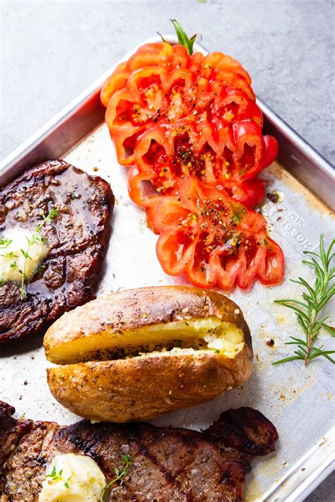 Grilled Rib Eye Steak With Baked Potato Garden In The Kitchen