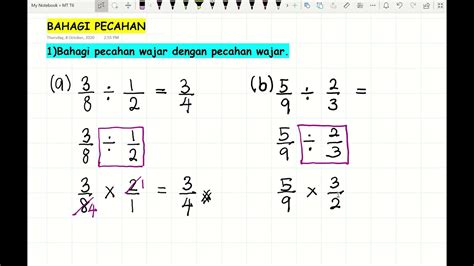 Matematik Tahun Bahagi Pecahan Wajar Dengan Pecahan Wajar Dan