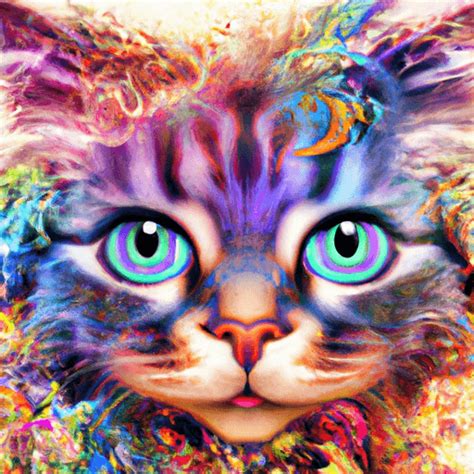 Super Cute Cat Fractal Watercolor Digital Painting Creative Fabrica