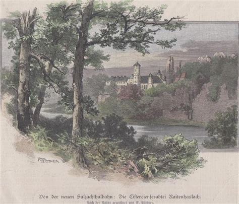 Orig Kolorierter Holzstich Bayern Raitenhaslach 1870 Kunst