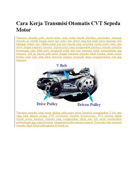 Cara Kerja Transmisi Otomatis Cvt Sepeda Motor Pdf