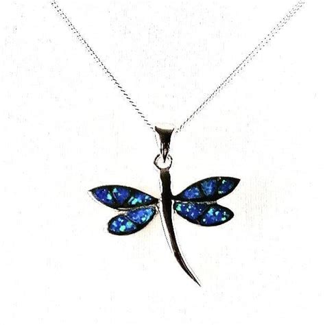 Sterling Silver Blue Opal Dragonfly Pendant And Earrings Set