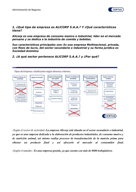 Administraci N De Negocios Caso Alicorp Saa Qu Tipo De Empresa