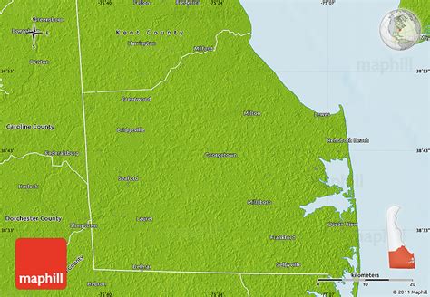 Physical Map of Sussex County