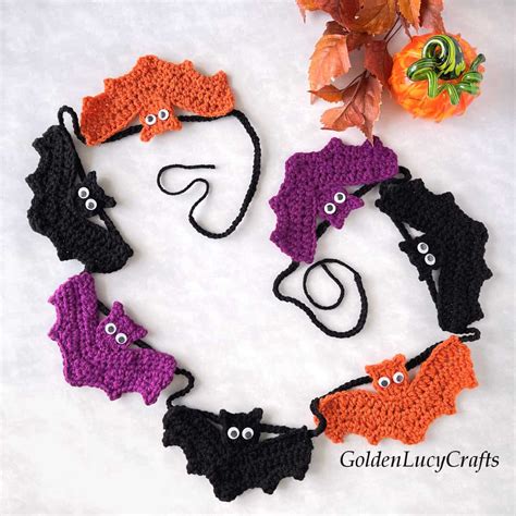 Crochet Halloween Bat Garland Goldenlucycrafts