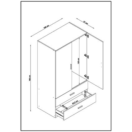 Kledingkast 2 Deuren En 2 Lades 180cm Hoog En 100cm Breed