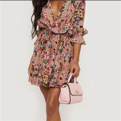 Dark Nude Floral Dress Perfect For Bbq And Summer Depop