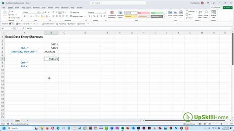 Upskillhome Excel Data Entry Shortcuts