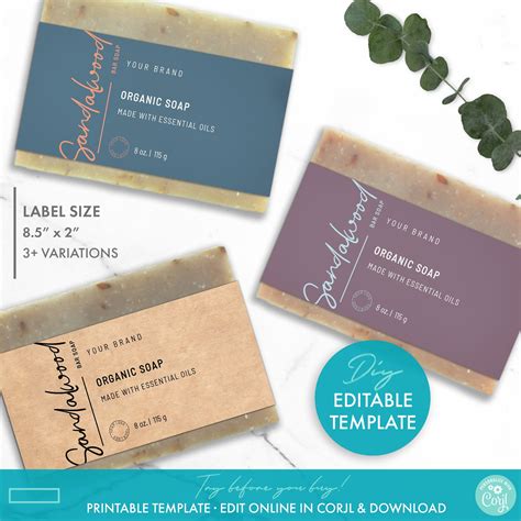 Editable Elegant Soap Label Template Printable Bar Soap Etsy France