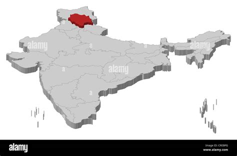 Political Map Of India With The Several States Where Himachal Pradesh