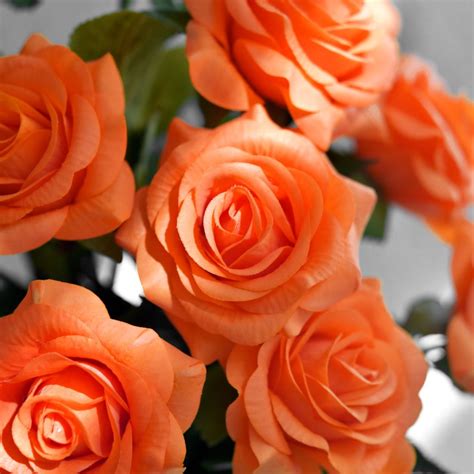 10 Stems Real Touch Burnt Orange Roses Silk Artificial Flowers Etsy