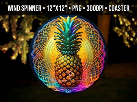 Pineapple 3d Wind Spinner Design 12 Inch 10 Inch Round Etsy