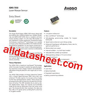 ADNS 7050 Datasheet PDF AVAGO TECHNOLOGIES LIMITED