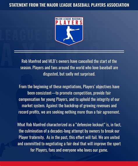 Mlbpa Statement From The Major League Baseball Players Association