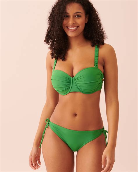 Solid D Cup Shirred Bikini Top Forest Green La Vie En Rose