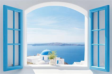 Premium AI Image | The scenery of Santorini Greece can be admired from ...