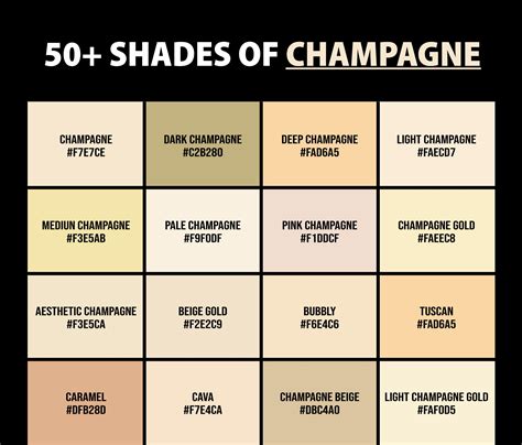 Here are all the various shades of champagne color, including names and codes such as HEX, RGB ...