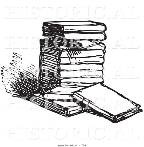 Historical Vector Illustration Of A Stack Of Old Books Black And