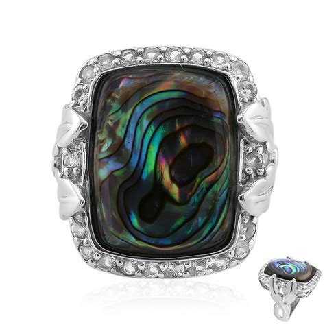 Chinesische Abalone Muschel Silber Ring Ct Wei Topas